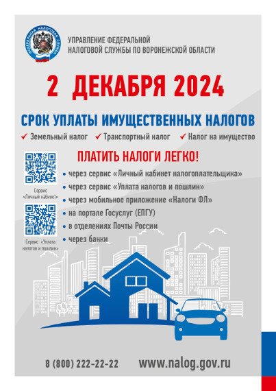 Срок уплаты имущественных налогов!. Срок уплаты имущественных налогов!.
